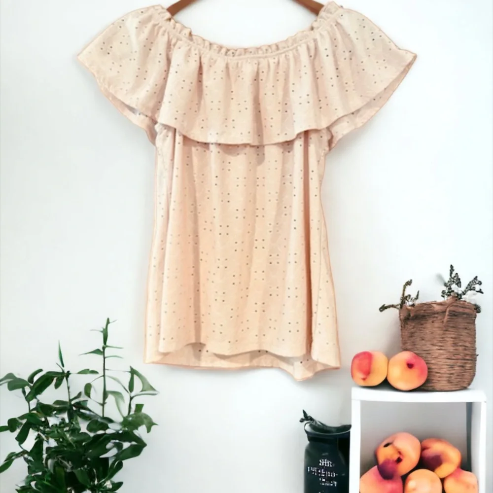 WALL FLOWER PEACH OFF THE SHOULDER TOP SIZE MEDIUM - Picture 6 of 9